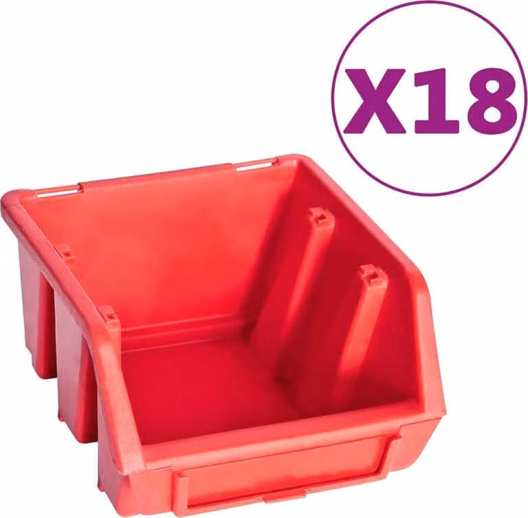 Kit Contenitori 80 pz con Pannelli a Parete Rosso e Nero