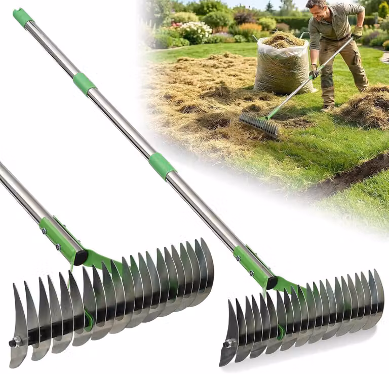 Spazzola con setole in plastica, altezza 140 cm, 21 setole, in zinco, per la cura del giardino