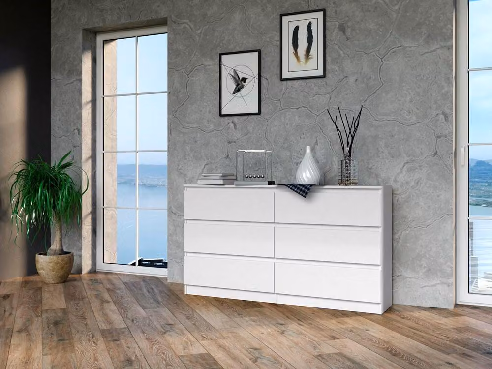 Comò, larghezza 120/140 cm, 6 cassetti
