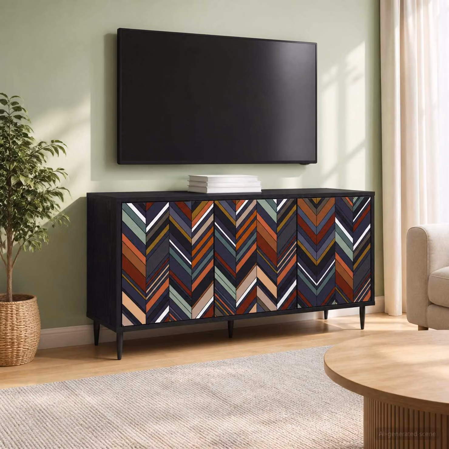 Mobile TV vidaXL OMMEN in Rovere Nero con finitura opaca L: 102 cm, P: 33 cm, H: 51 cm