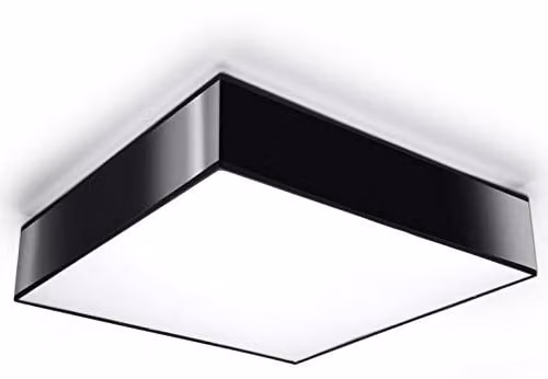 SOLLUX lighting Horus 45 Lampada Da Soffitto Quadrata, Design Minimalista E Moderno, Lampadina E27 (LED) Sostituibile, 1x60 W, Facile Da Pulire, In PVC, 45x45x11 cm, Grigio