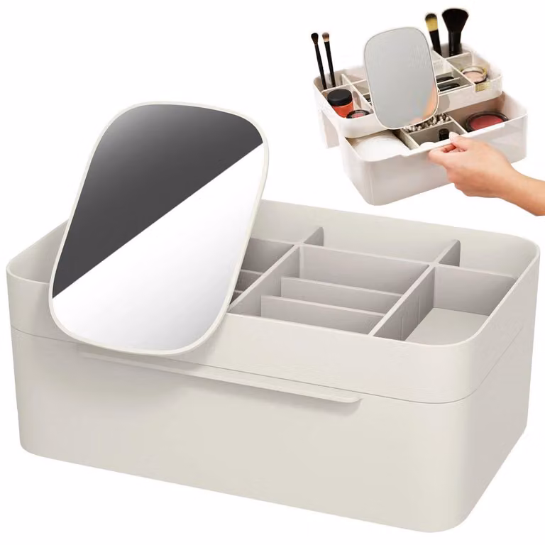 Organizzatore di cosmetici con cassetto e specchio