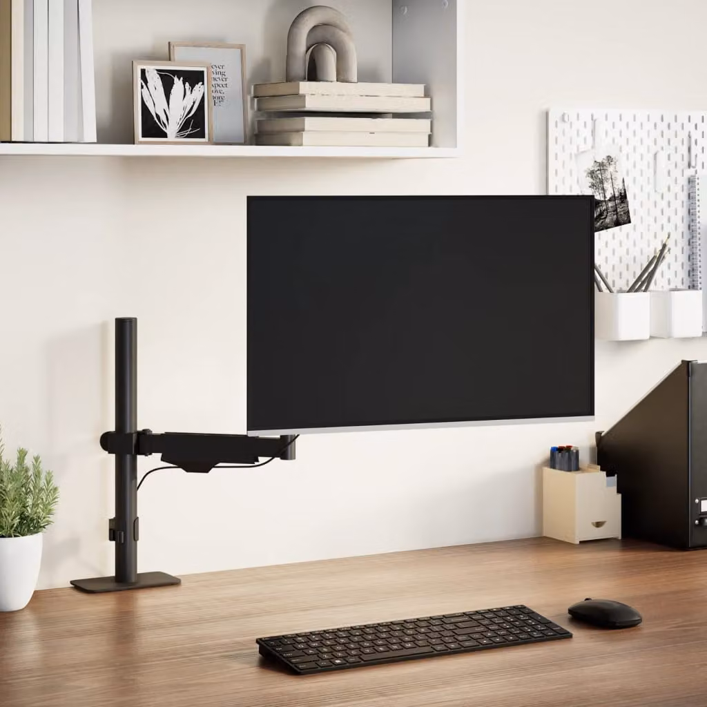 Braccio singolo per TV vidaXL da 27 pollici con molla a gas, colore nero, VESA 75x75 mm
