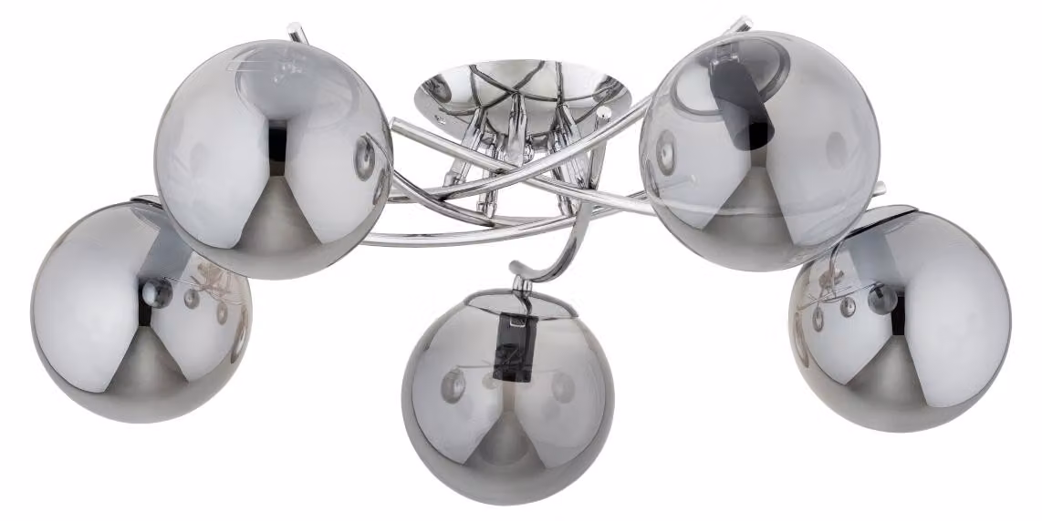 Lampada da soffitto SAVI cromata fumé 5xE14x10W vetro, dimensioni: 22x65x65 cm, IP20 Alfa