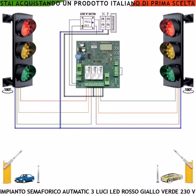 Kit Semafori Orientabili Securvera per Rampa Garage con 72 Led Rossi, Gialli e Verdi, Funzione Automatica e Tempi Regolabili, Montaggio a Parete in Alluminio – 1