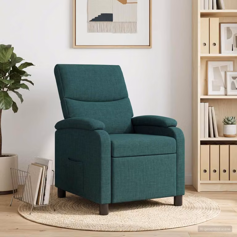 Poltrona reclinabile relax moderna vidaXL in tessuto verde con braccioli