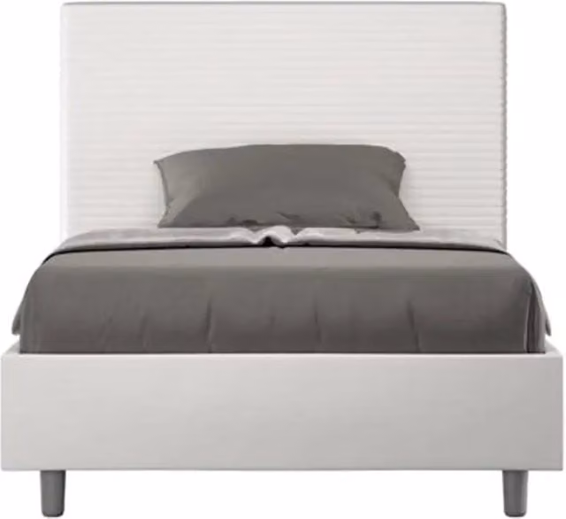 Letto una piazza e mezza con rete imbottito 120x200 similpelle bianco Focus