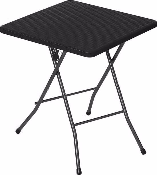Tavolo da giardino ripiegabile Néos® nero con piano in HDPE e struttura in metallo, ideale per balcone e campeggio, L 61 cm x P 61 cm x H 73 cm