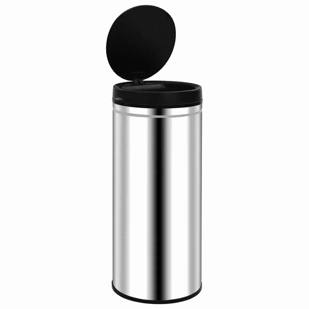 Pattumiera Automatica con Sensore vidaXL in Acciaio Inossidabile e Plastica, Colore Argento – 2