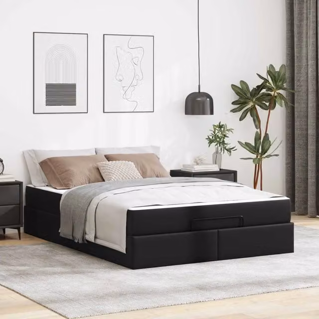 Struttura letto con materasso Altro 2 pz Nero PVC 3399429