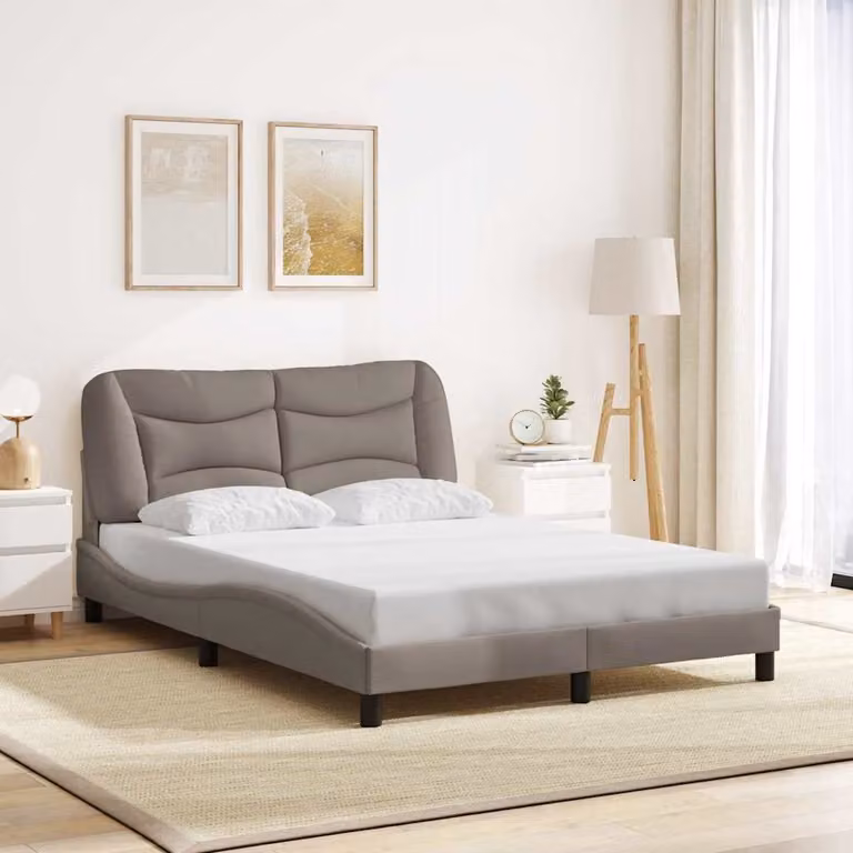 Giroletto senza materasso vidaXL Hvar color tortora in tessuto e legno, L/P/H: 120 x 200 cm