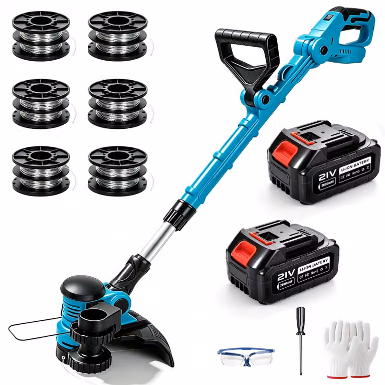 Accu Grastrimmer - 21 V - Larghezza di taglio di 30 cm - Manico telescopico - Colore blu