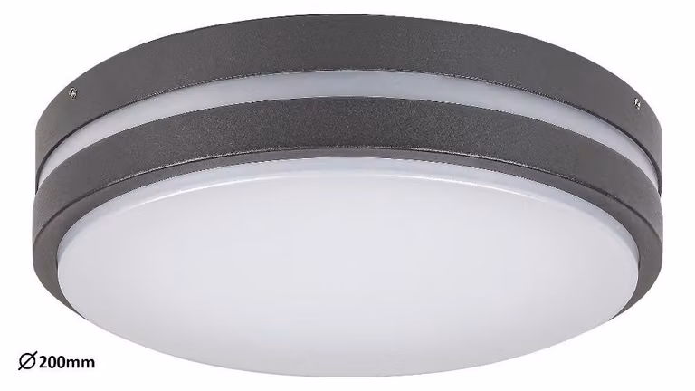 Rabalux 8847 Plafoniera per esterni Hamburg, 10W, 4000K, 720lm, bianco antracite, rotonda, bianco neutro, ø200mm