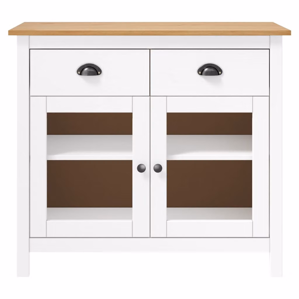 vidaXL Credenza Hill bianca 90x40x80 cm in legno di pino massiccio