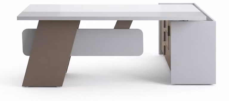 Scrivania rettangolare grigia, scrivania di design in legno, ideale per lo studio