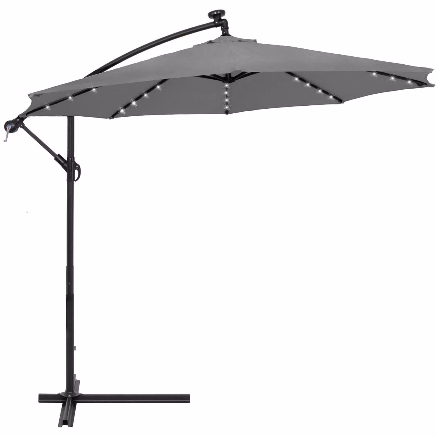 Ombrellone Springos® con illuminazione solare a LED, manovella, XXL, diametro 300 cm, grande ombrellone da giardino con telo