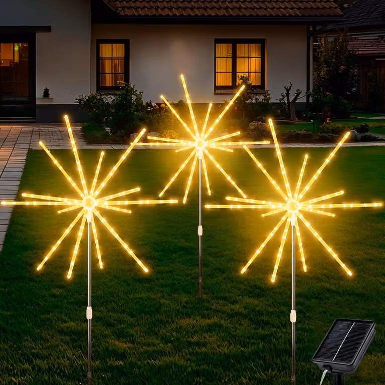 Lampada a energia solare con effetto fuochi d'artificio, 336 LED, 8 modalità, luce bianco caldo, per uso esterno
