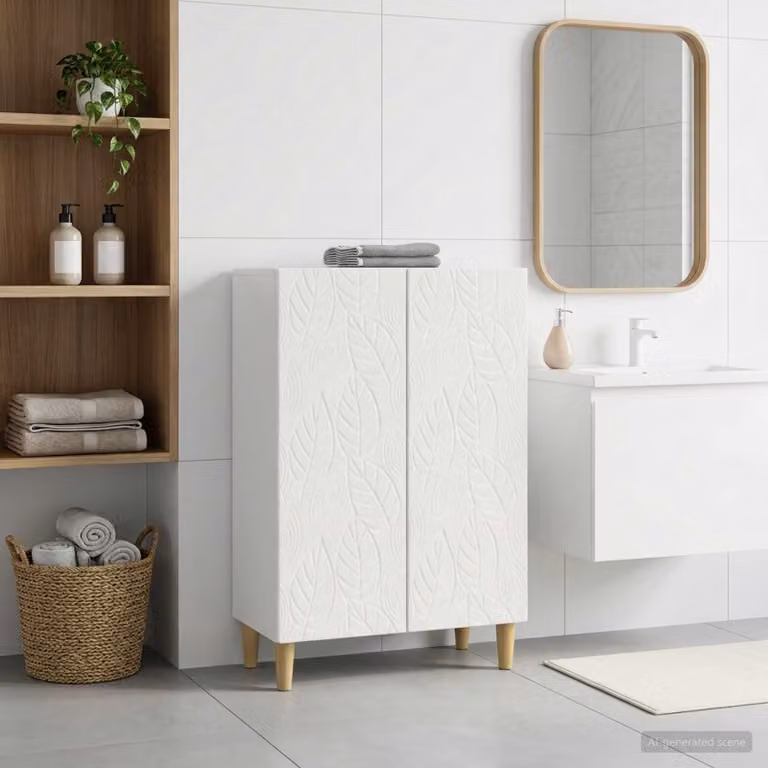 vidaXL Mobiletto da Bagno DELFT Bianco Lucido L: 59,5 cm, P: 31 cm, H: 80 cm