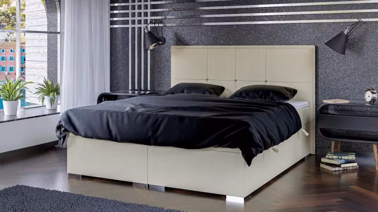 Schlafzimmer Bett Polster Stoff Design Luxus Möbel Doppelbett Boxspringbett