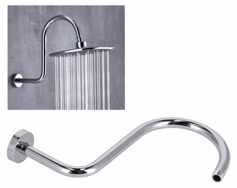Supporto per doccetta a forma di S - Supporto regolabile per doccetta - Acciaio inossidabile - Montaggio a parete - Facile da installare - Solleva la doccetta di 6,5 cm