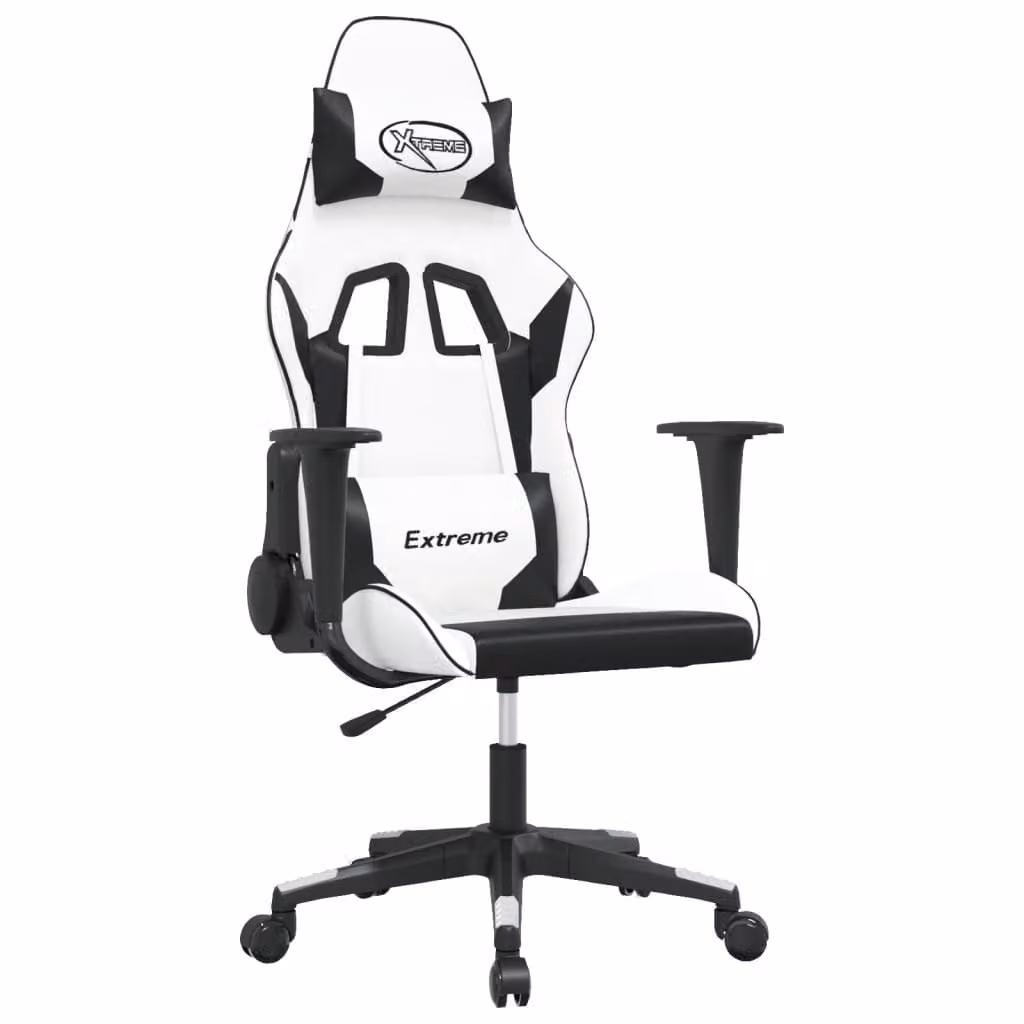 Sedia da Gaming Bianco e Nero in Pelle finta