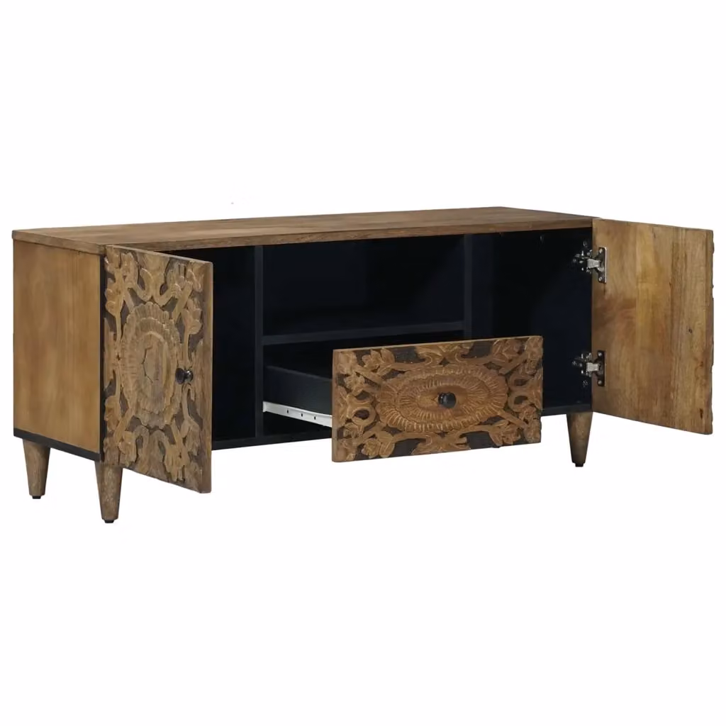 Mobile TV vidaXL in legno di mango massello marrone L 105 x P 33 x H 46 cm – 2