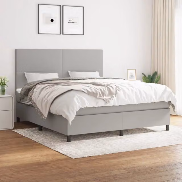 Letto Ibrido con Giroletto a Molle e Materasso vidaXL, Grigio e Bianco, L/P/H: 160 x 200 x 28 cm – 1