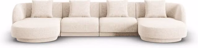Divano panoramico Tulum a 5 posti Cosmopolitan Design in ciniglia beige chiaro L/P/H: 330 x 154 x 70 cm