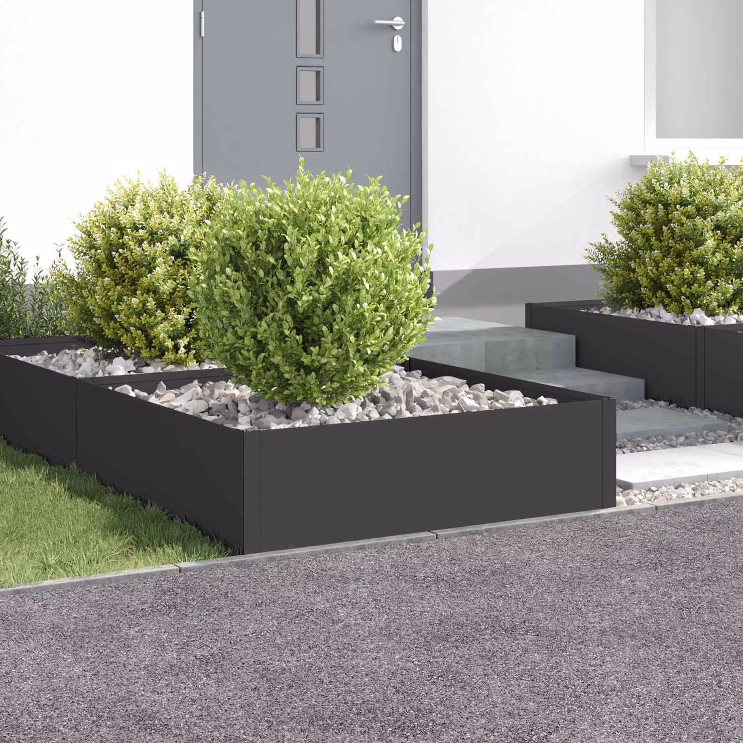 vidaXL Bordura per Prato 4 pz 100 x 100 x 35 cm Acciaio Nero