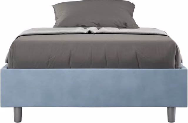 BS COM Letto singolo contenitore imbottito 100x210 microfibra azzurro