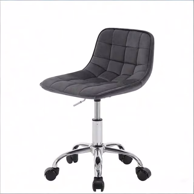 Sedia da ufficio girevole Chicfurn in velluto grigio con ruote e altezza regolabile