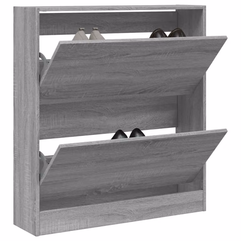 Scarpiera moderna vidaXL in legno multistrato grigio, sospesa a parete, L: 80 cm, P: 21 cm, H: 87,5 cm
