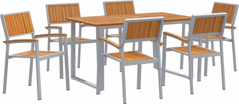 Set da Pranzo per Giardino 7 pcs Grigio