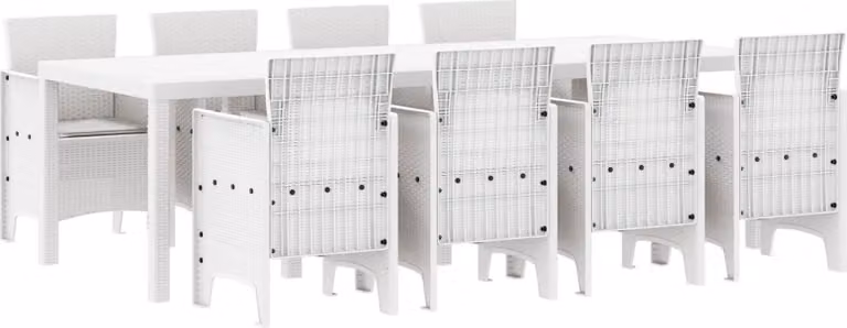 Set da Pranzo per Giardino 9 pcs Bianco Polipropilene