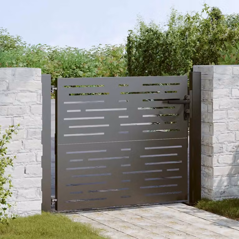 Cancello singolo da giardino vidaXL in acciaio nero L: 110 cm, H: 105 cm