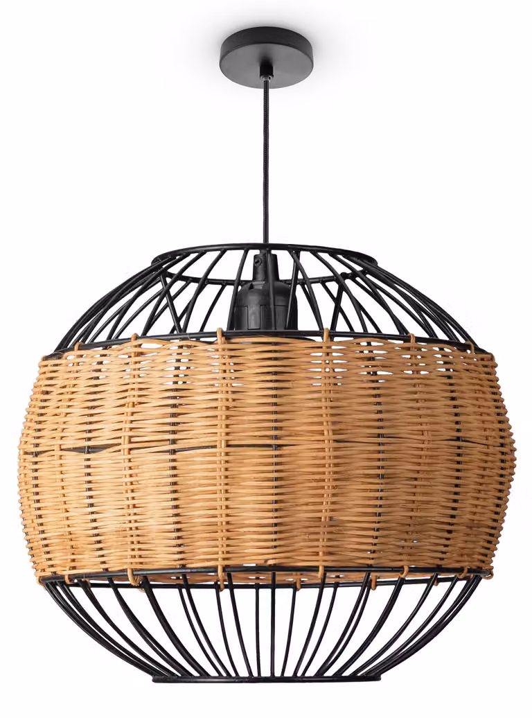 Lampada a sospensione in rattan lampada da tavolo per soggiorno lampada a gabbia boho lampada da comodino in metallo