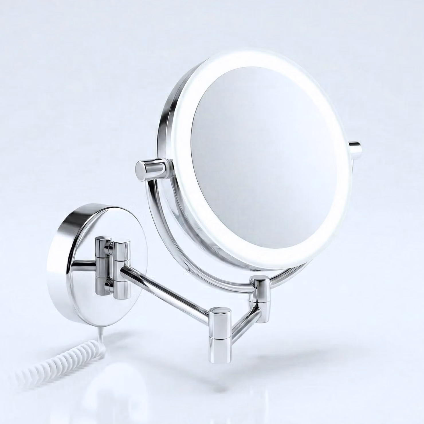 Specchio da trucco a LED, ingrandimento 3x/7x, con dimmer, rotazione a 360°, da montare a parete