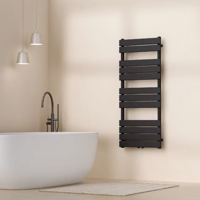 Scalda Asciugamani da Parete Voss ad Acqua Calda 120 x 50 cm Nero [neu.haus]