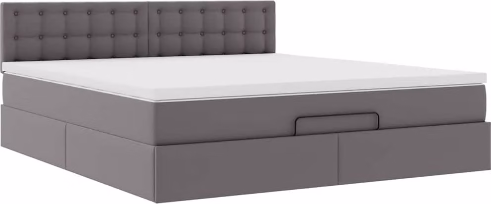 Struttura Letto Pouf con Materasso Grigio 180x200 cm Pelle finta