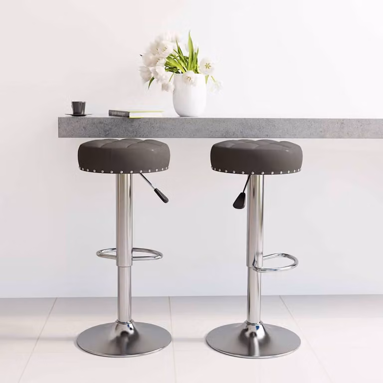 Set di 2 sgabelli da bar vidaXL neri in tessuto con base girevole a 360 gradi