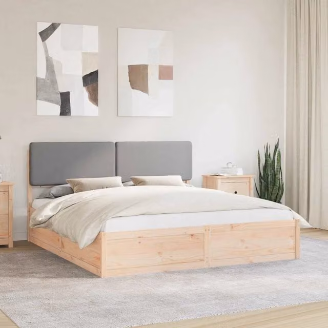 Letto con Testiera Rivestita Grigio chiaro 180 x 200 cm 3398144
