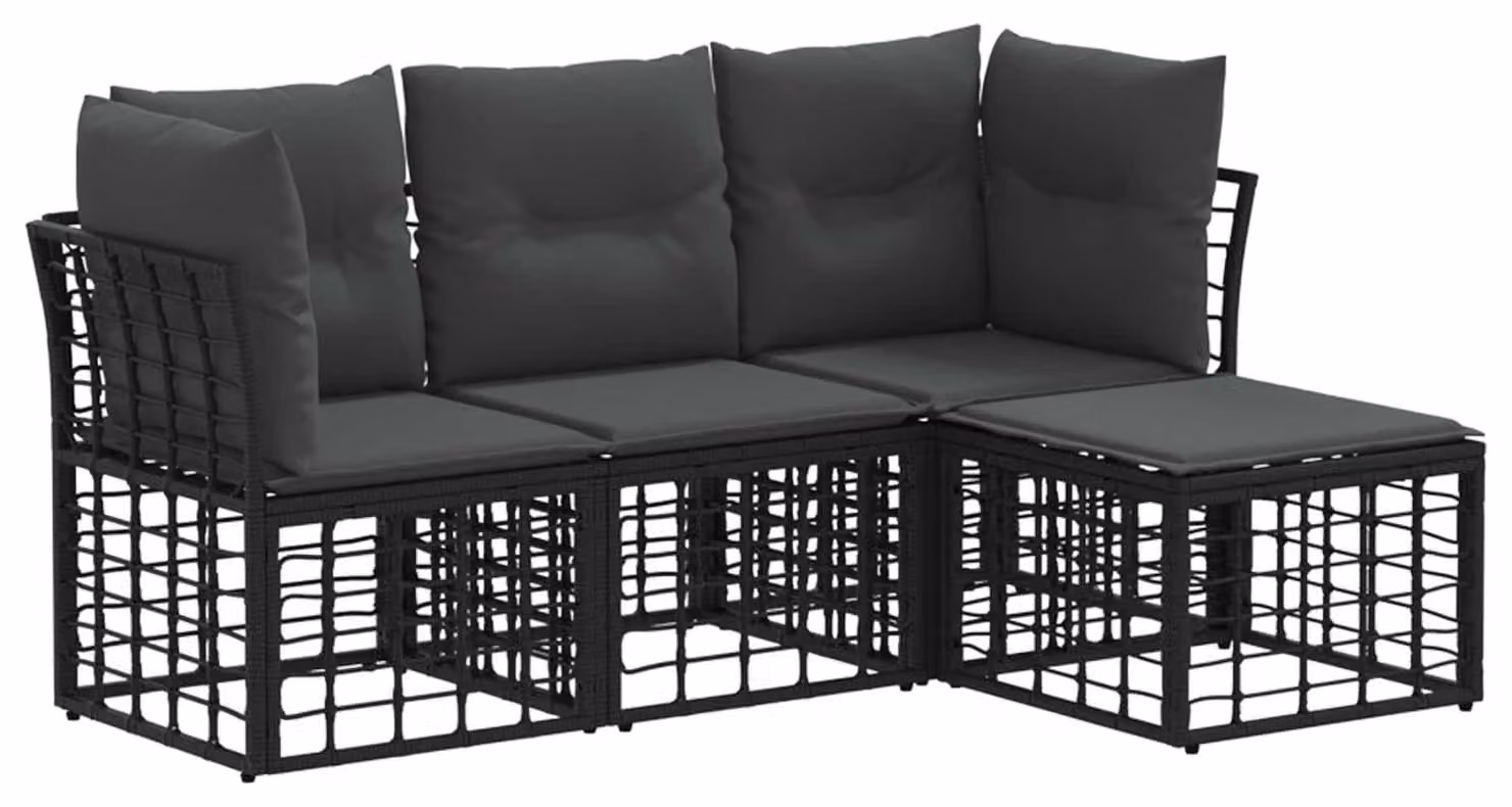 Set di divani da esterno Nero Poliestere