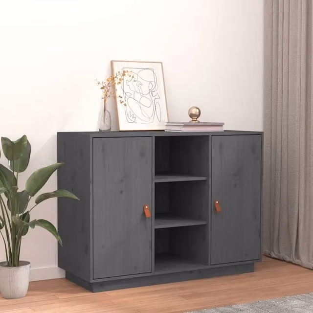 Credenza Buffet da Cucina Design Mania in Legno Massello di Pino Grigio L: 100 cm, P: 40 cm, H: 75 cm