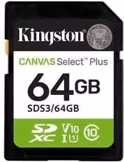 Scheda di memoria SD Kingston Canvas Select Plus SDS3 da 64GB multicolore