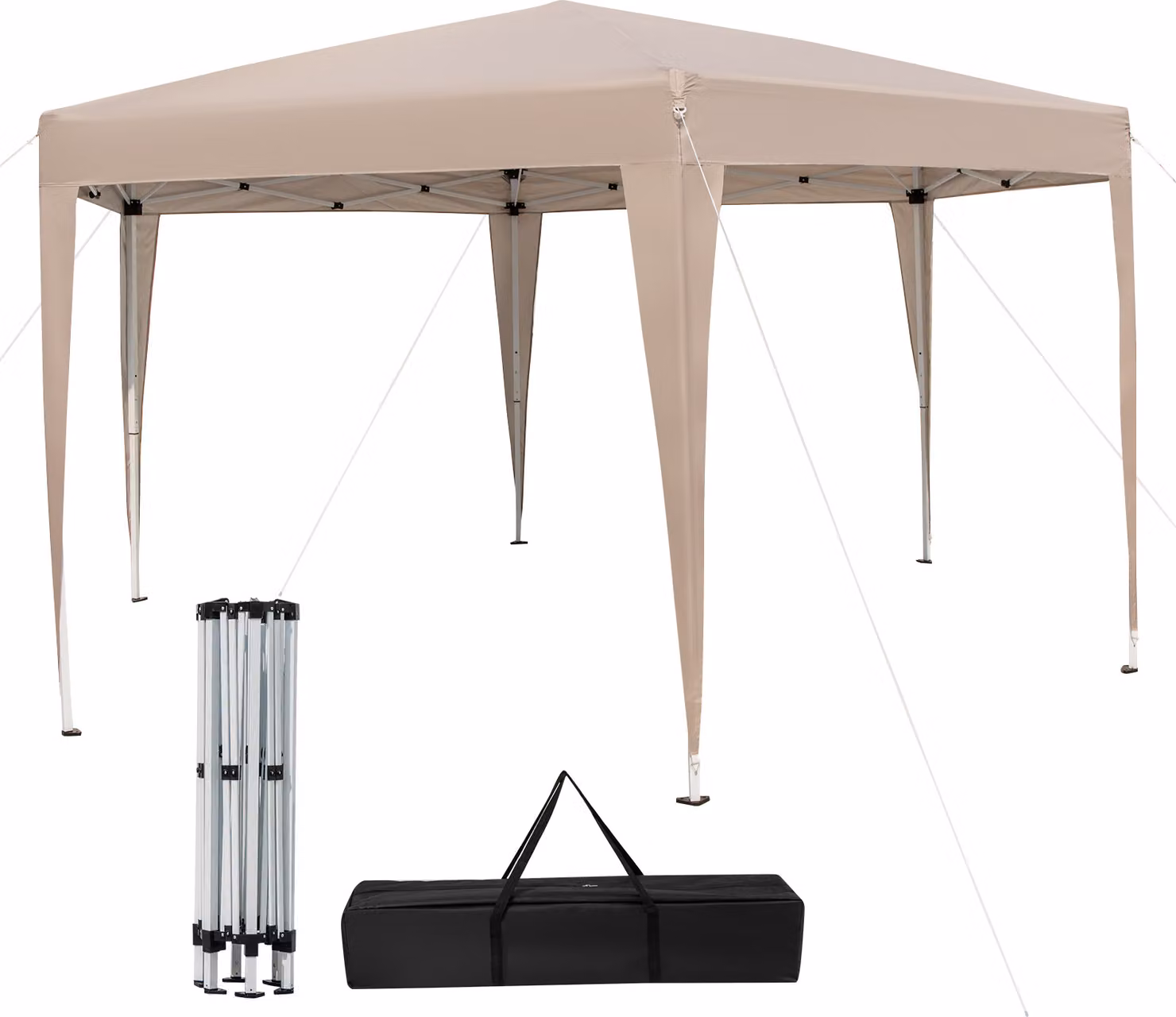 COSTWAY Gazebo pop-up 4x3,5m, gazebo da giardino regolabile in altezza con gambe rialzate e borsa per il trasporto, gazebo pieghevole da giardino tenda per feste, Khaki