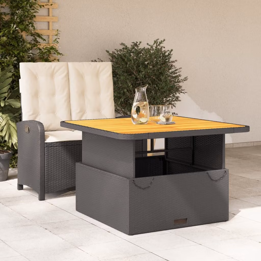 Maison Exclusive - Set da Pranzo da Giardino 2 pz con Cuscini Nero in Polyrattan