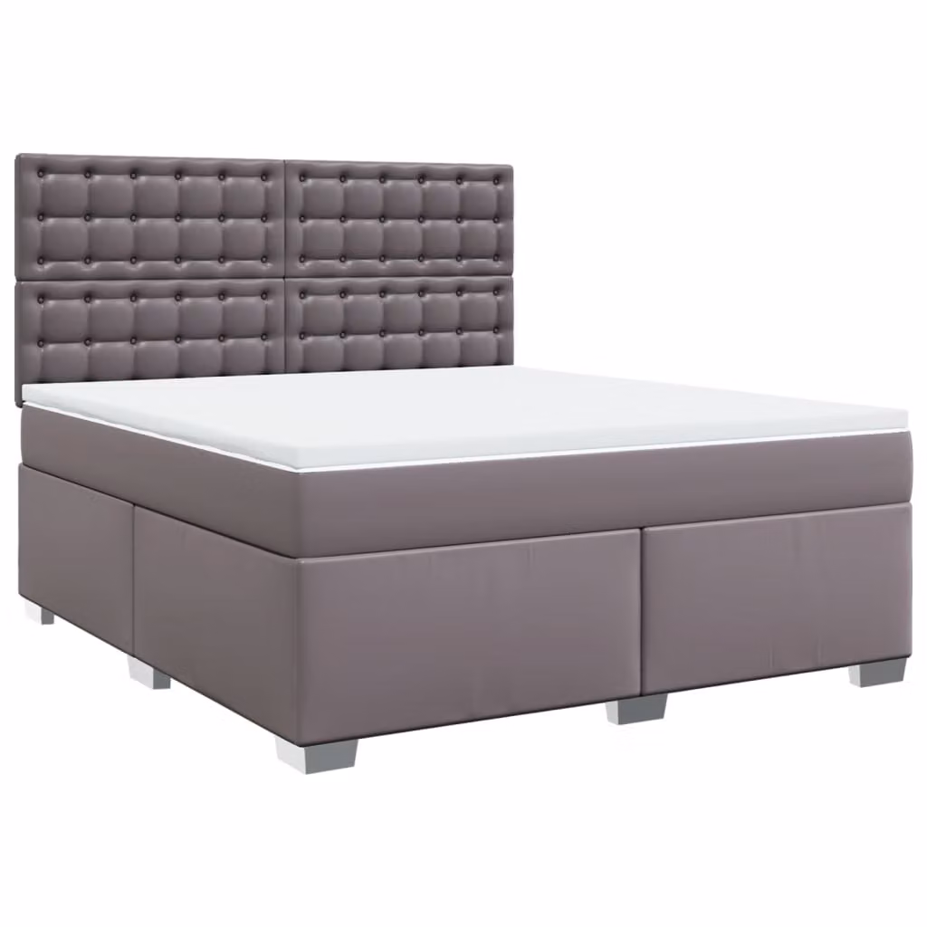 Giroletto a Molle con Materasso Grgio 180x200 cm in Pelle finta