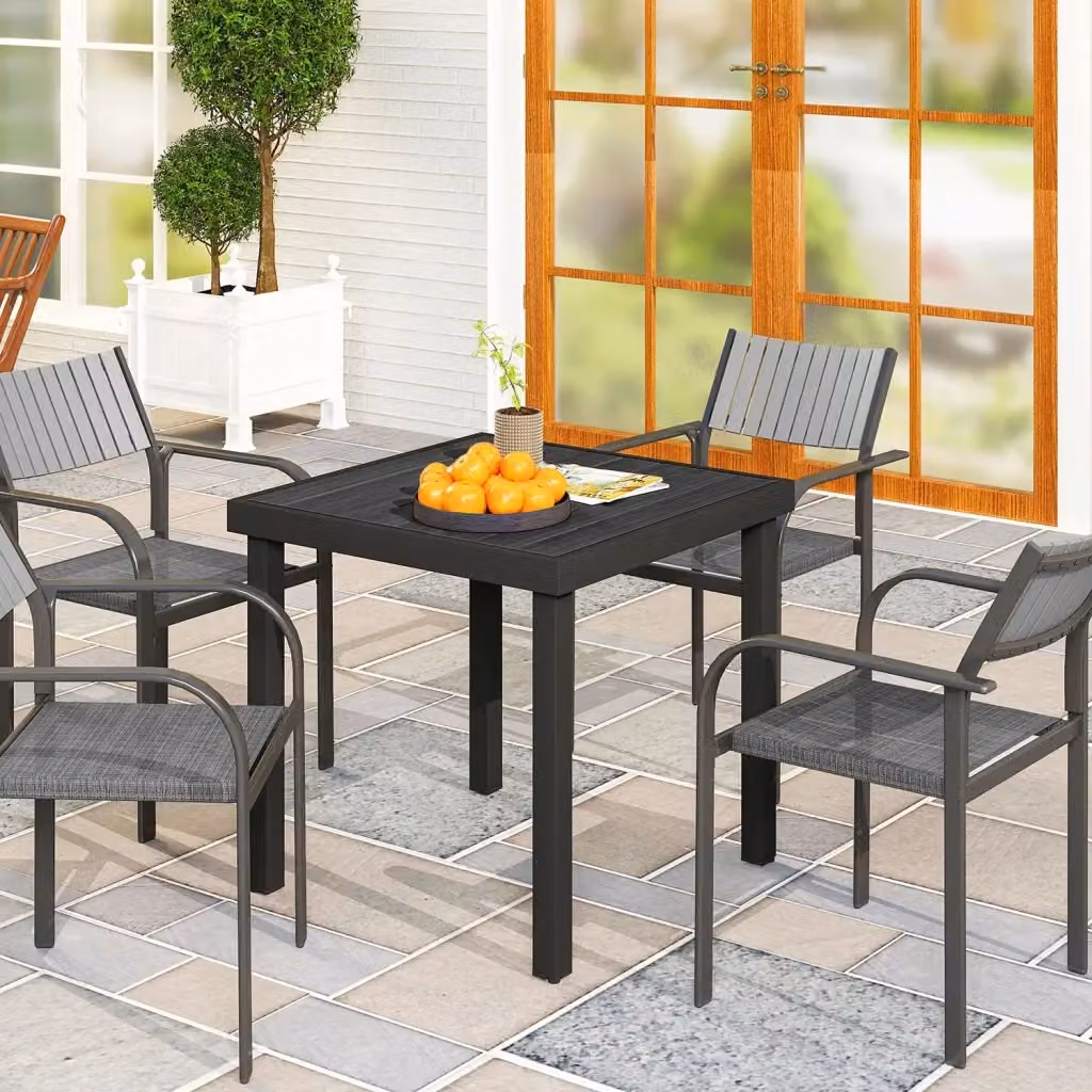 Tavolo da giardino quadrato Giordanoshop nero con finitura opaca in alluminio verniciato a polvere L: 78 cm, P: 78 cm, H: 74 cm – 2