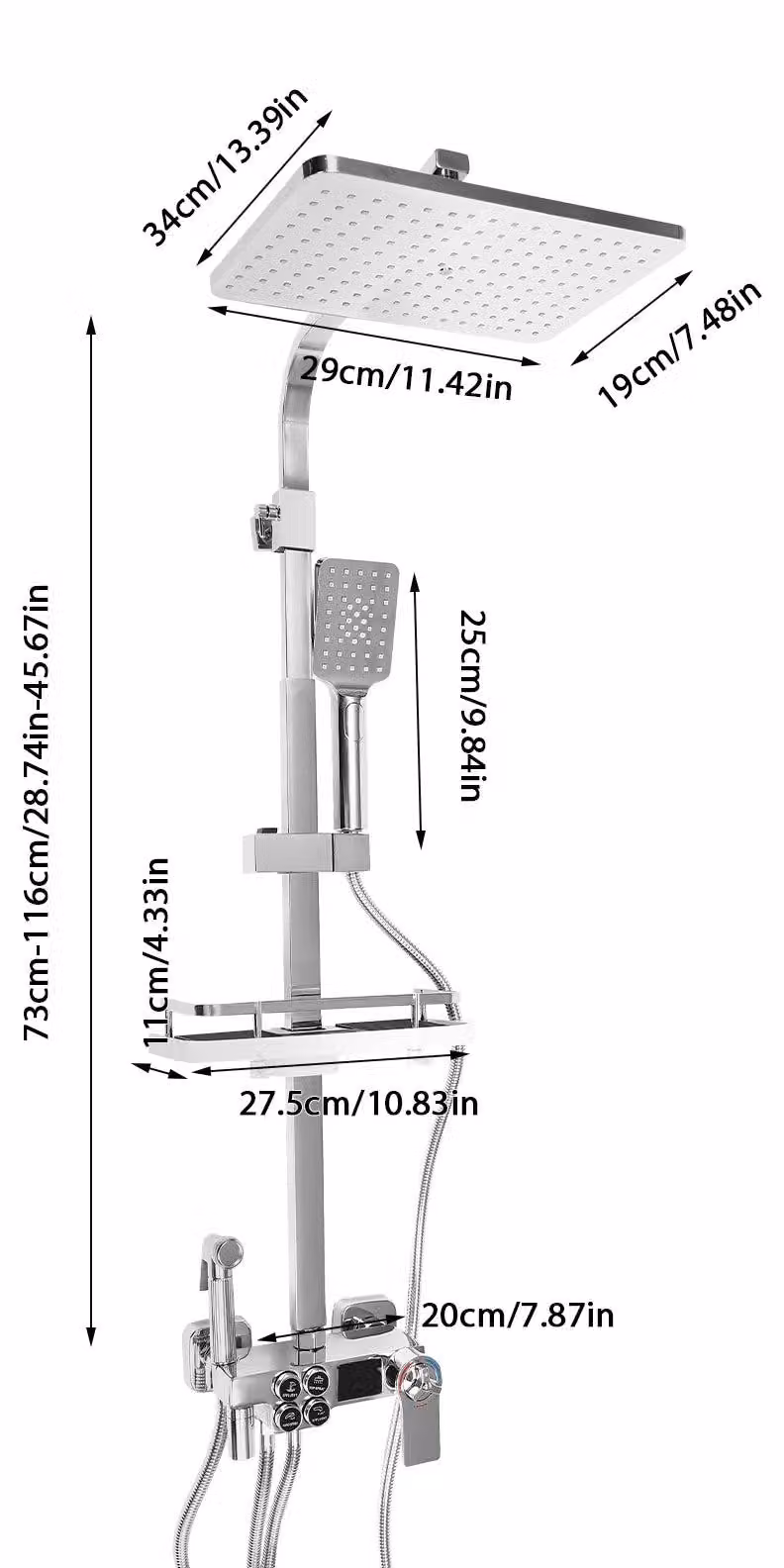 Doccia - Doccia a soffitto - Parete doccia - Colonna doccia - Pannelli doccia - Sistema doccia LCD con termostato