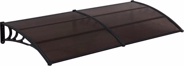 Pensilina per porta in alluminio e policarbonato ABS resistente alle intemperie 300 x 100 cm nero marrone 03_0004675